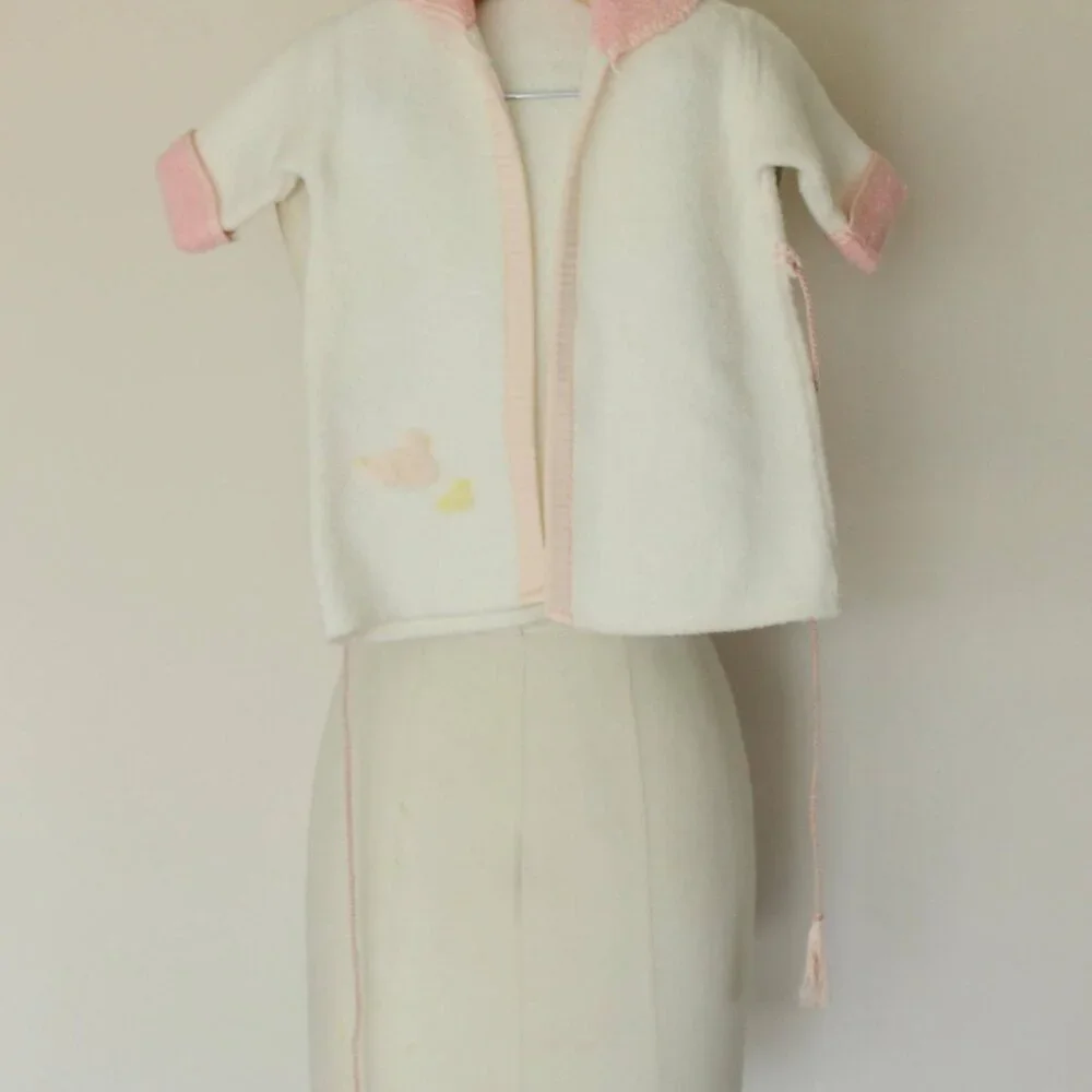 Vintage 1960s Baby Jacket With Ducks, Infant Girls Fleece Layette Clothing - Picture 3 of 10
